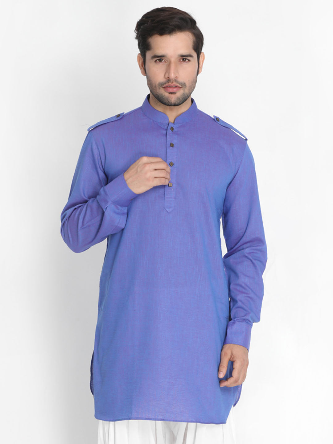 Vastramay Men's Purple Cotton Kurta