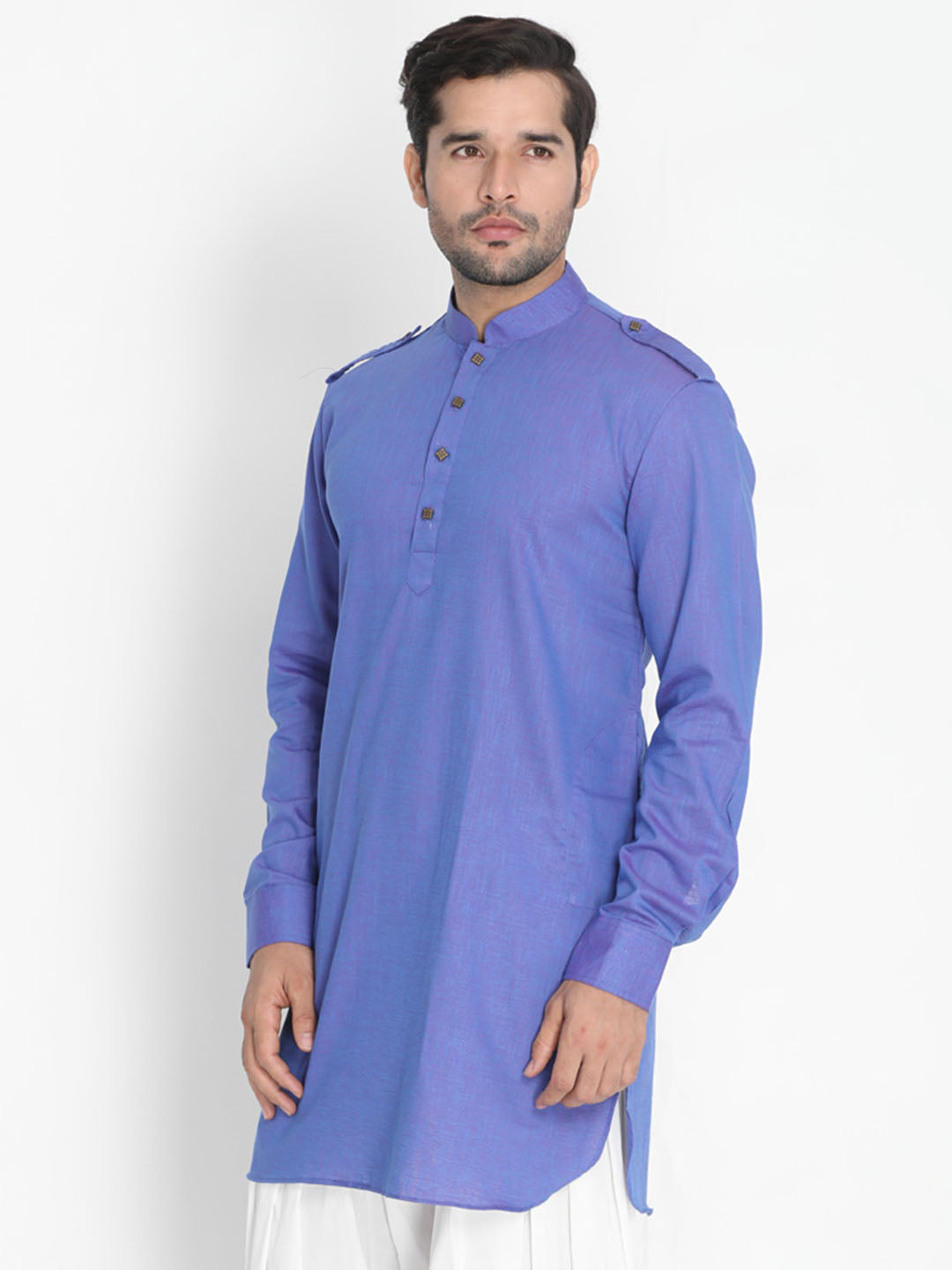 Vastramay Men's Purple Cotton Kurta