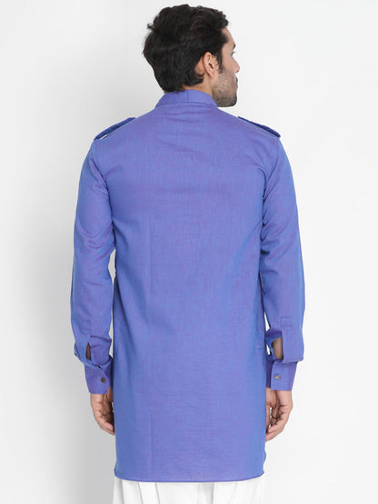 Vastramay Men's Purple Cotton Kurta