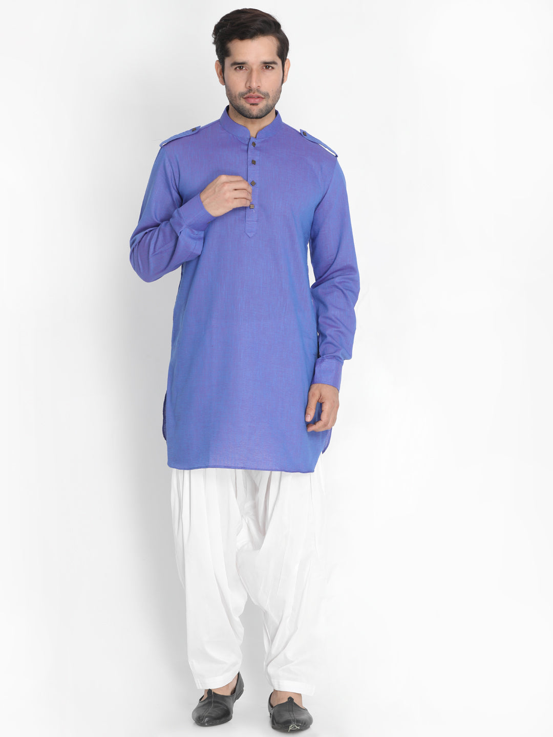 Vastramay Men's Purple Cotton Kurta