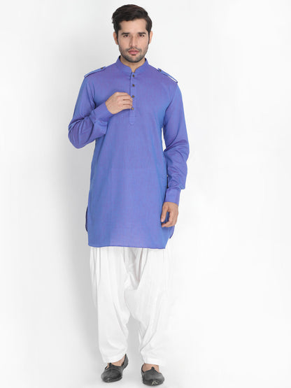 Vastramay Men's Purple Cotton Kurta