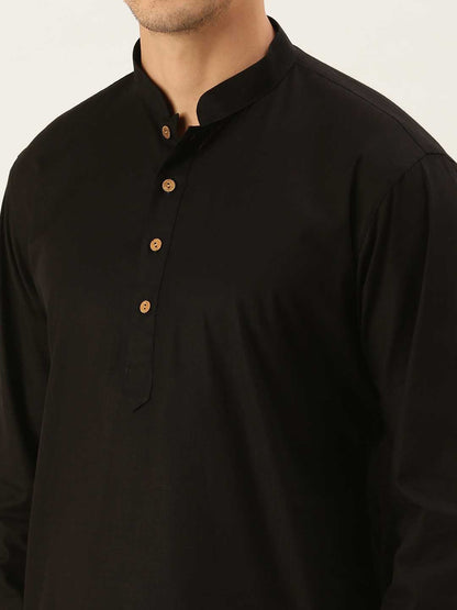 Vastramay Men's Black Cotton Kurta