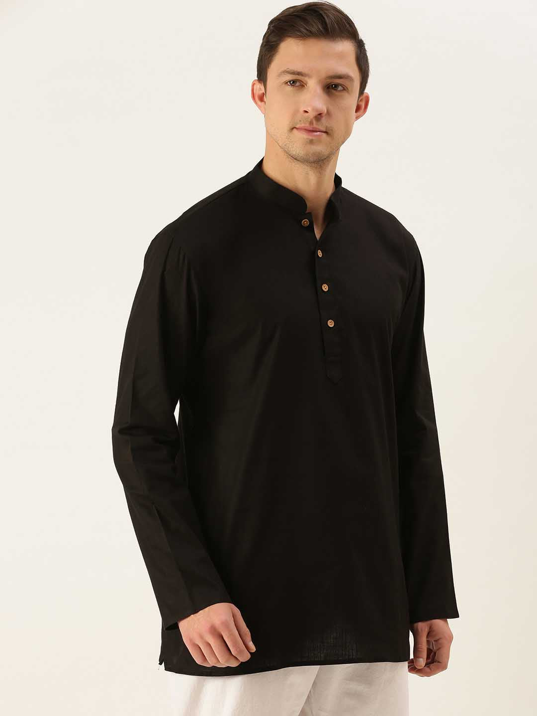 Vastramay Men's Black Cotton Kurta