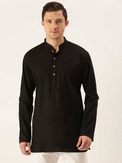 Vastramay Men's Black Cotton Kurta