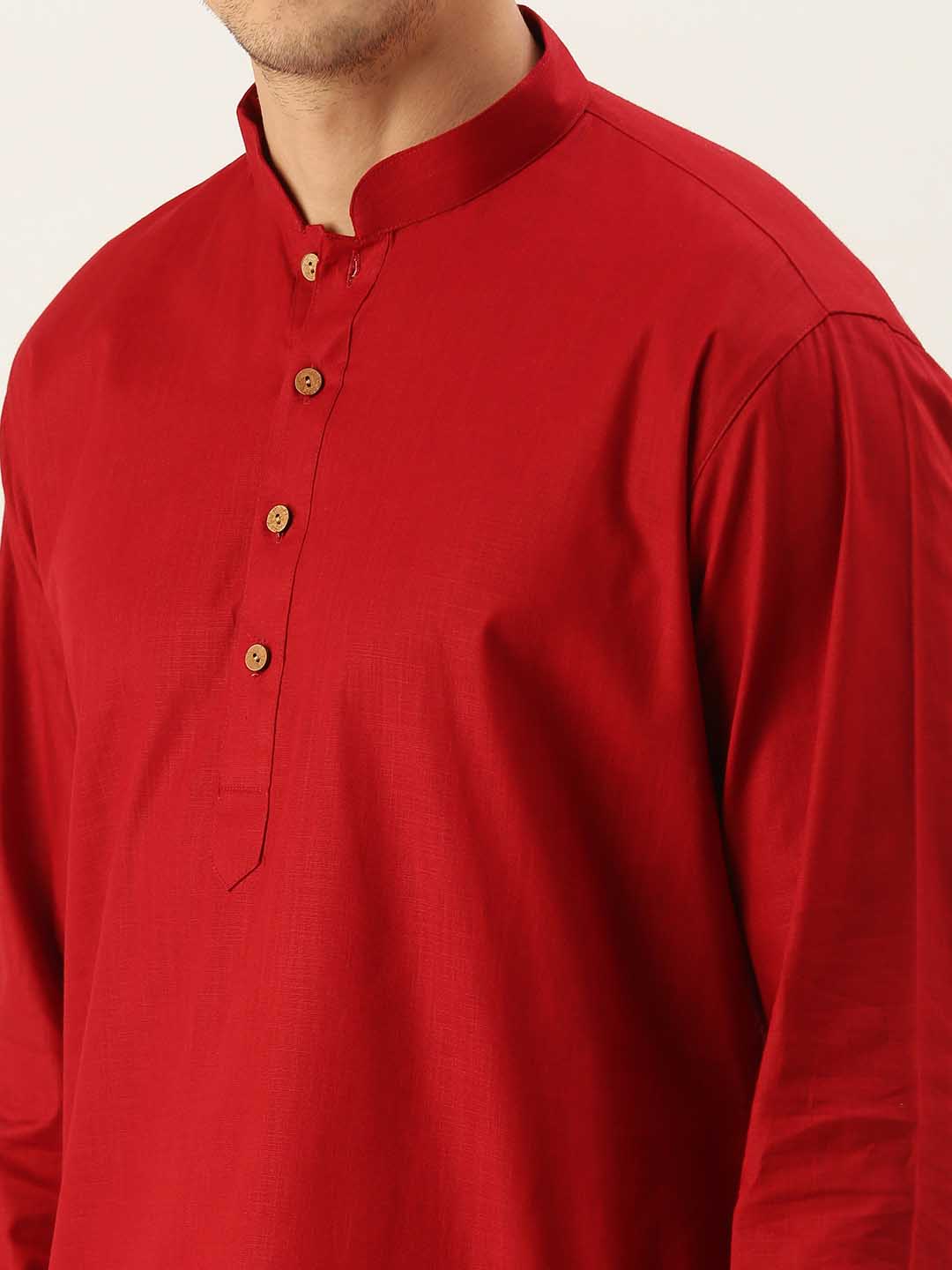 Vastramay Men's Maroon Cotton Kurta