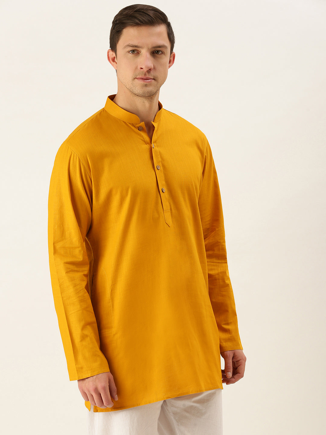 Vastramay Men's Mustard Cotton Kurta