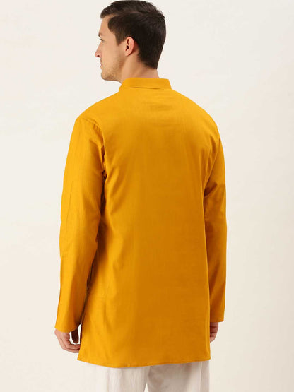 Vastramay Men's Mustard Cotton Kurta