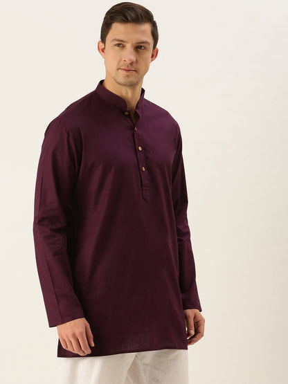 Vastramay Men's Purple Cotton Kurta