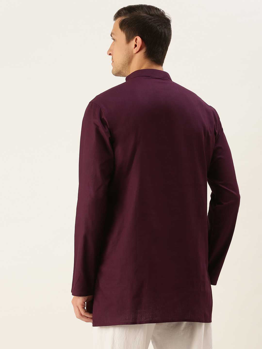 Vastramay Men's Purple Cotton Kurta