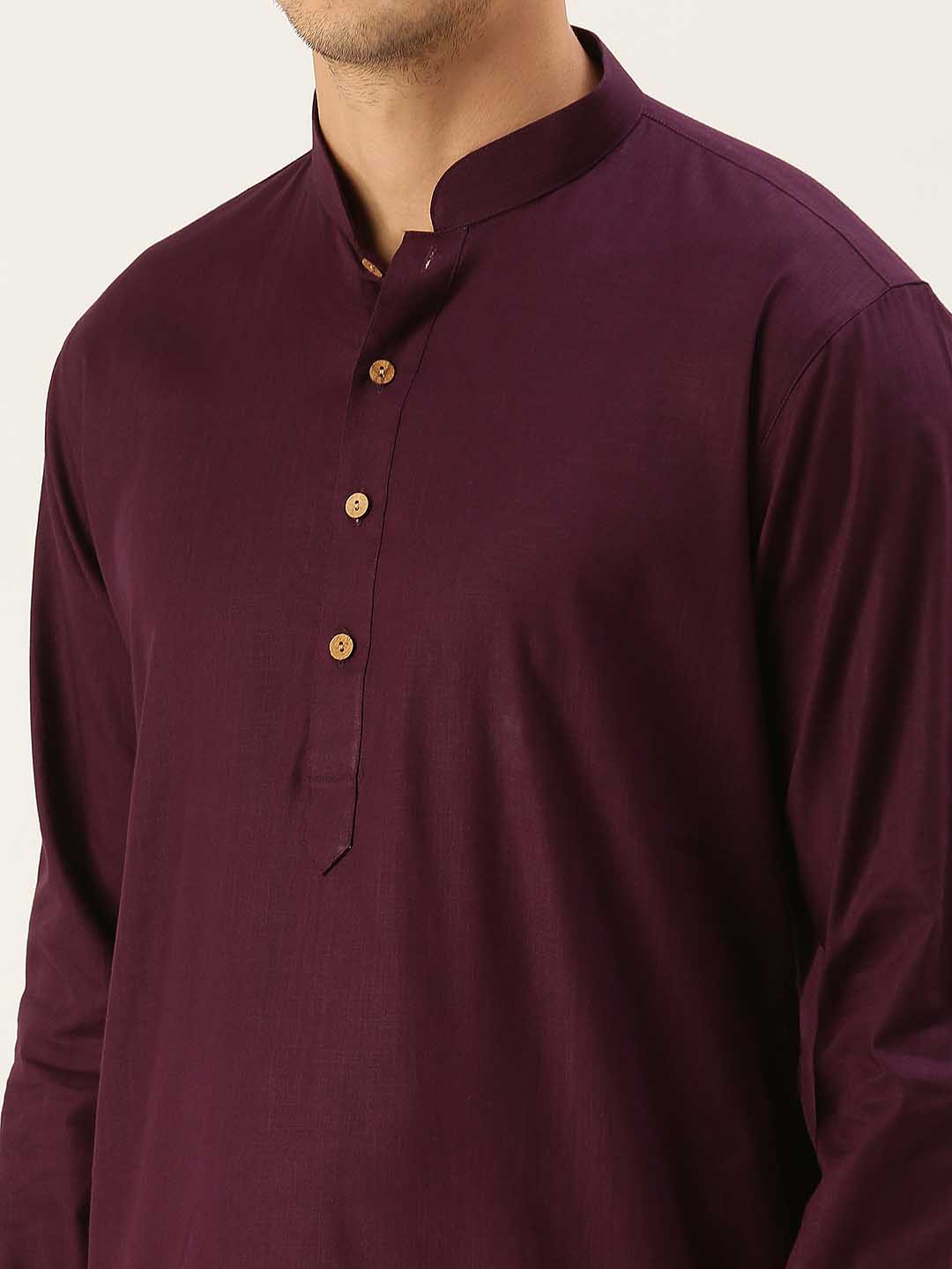 Vastramay Men's Purple Cotton Kurta