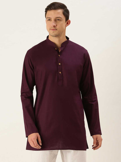 Vastramay Men's Purple Cotton Kurta