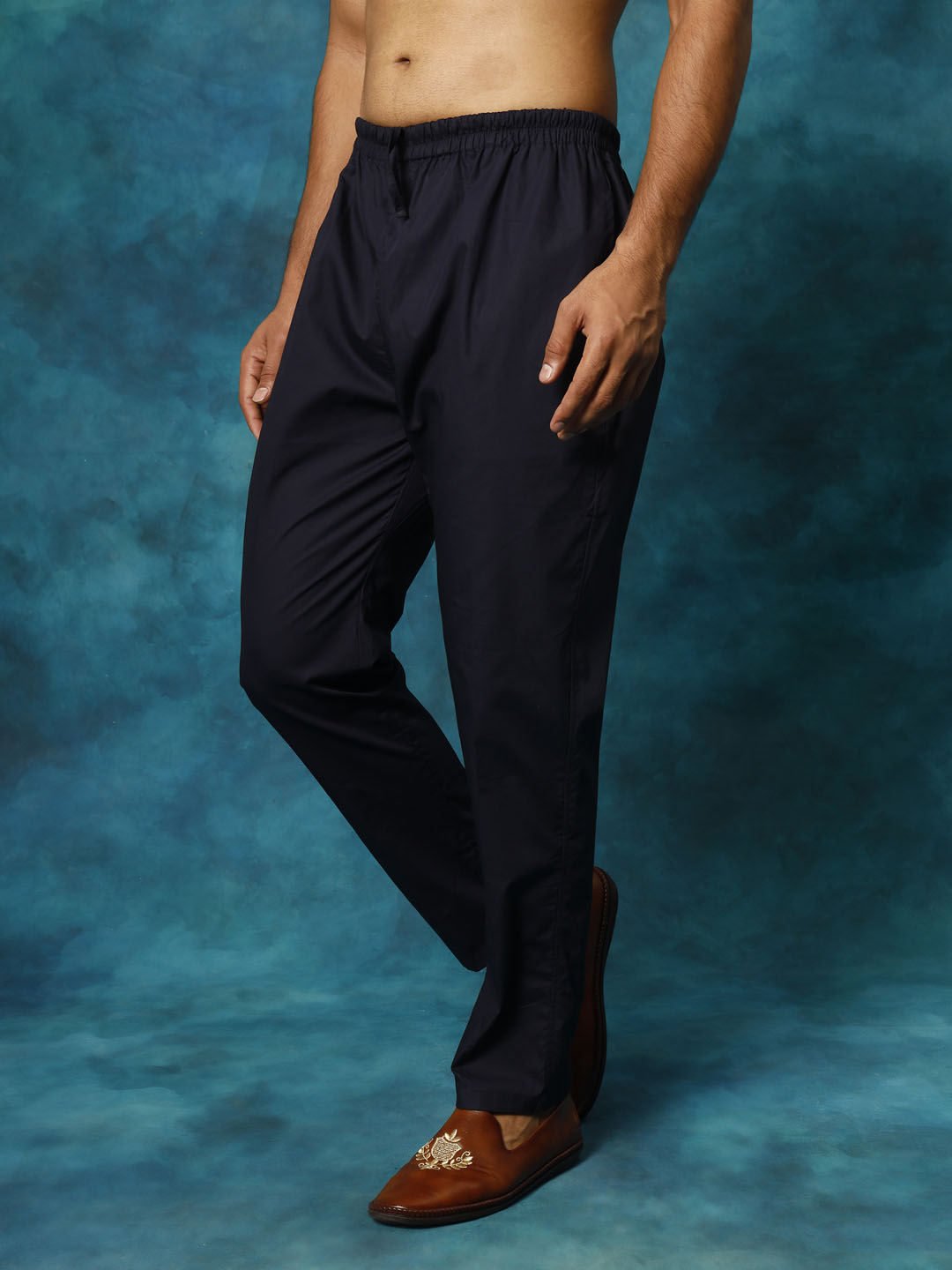 VASTRAMAY Men's Navy Blue Cotton Pant Style Pyjama