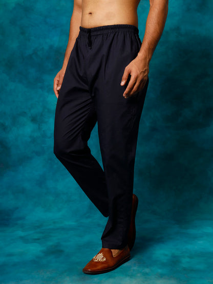 VASTRAMAY Men's Navy Blue Cotton Pant Style Pyjama