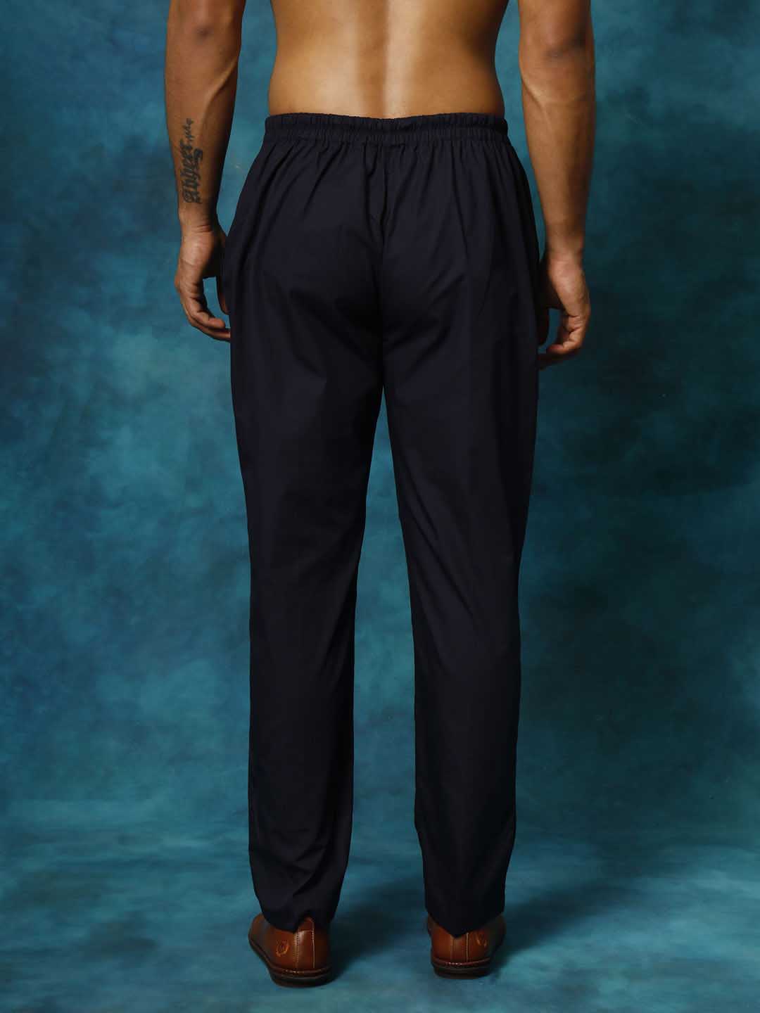 VASTRAMAY Men's Navy Blue Cotton Pant Style Pyjama