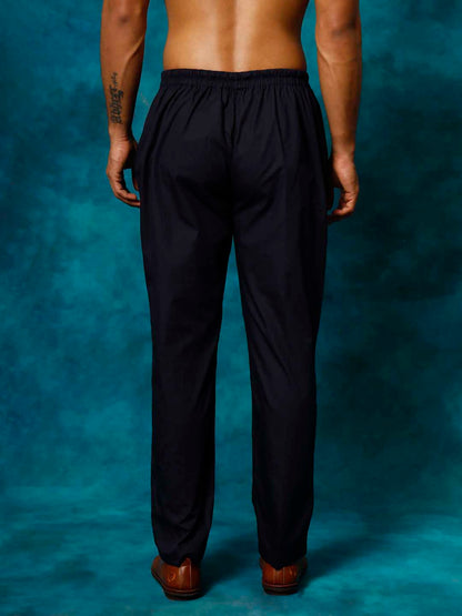 VASTRAMAY Men's Navy Blue Cotton Pant Style Pyjama