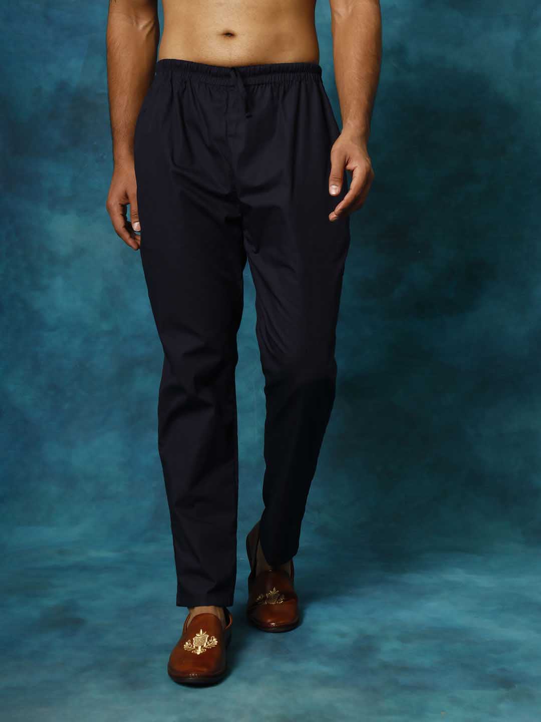 VASTRAMAY Men's Navy Blue Cotton Pant Style Pyjama