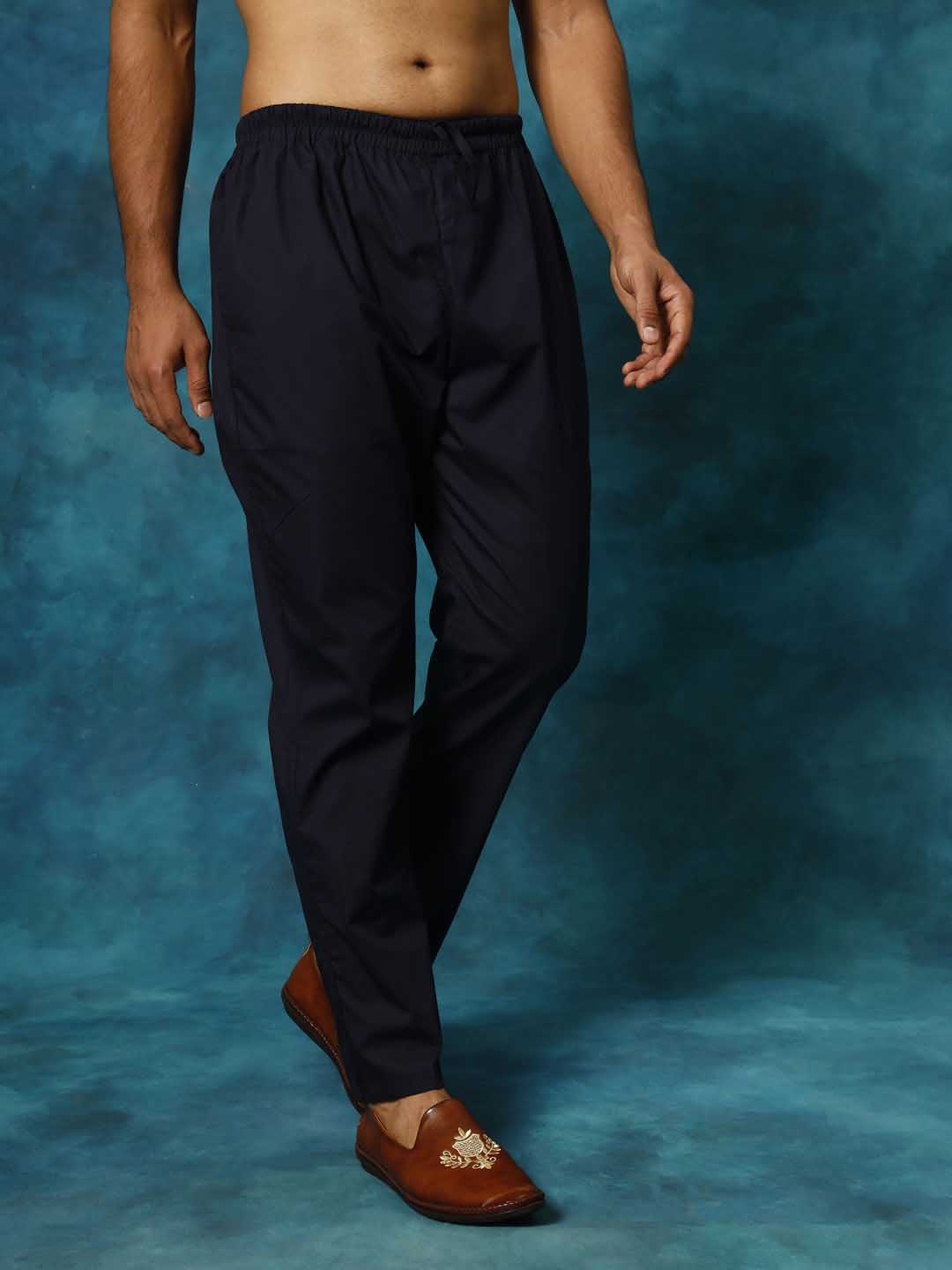 VASTRAMAY Men's Navy Blue Cotton Pant Style Pyjama