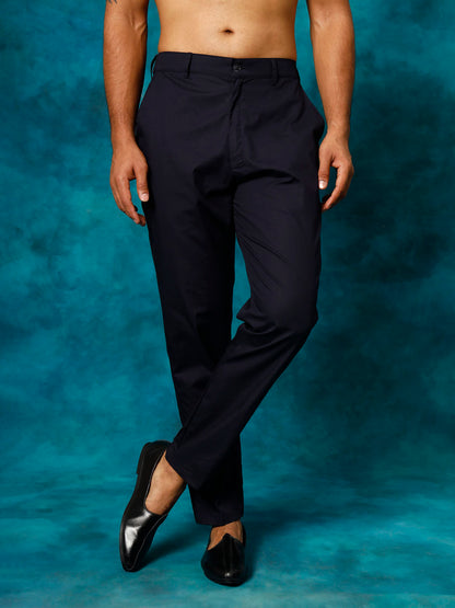 VASTRAMAY Men's Navy Blue Cotton Pant Style Pyjama