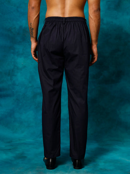 VASTRAMAY Men's Navy Blue Cotton Pant Style Pyjama