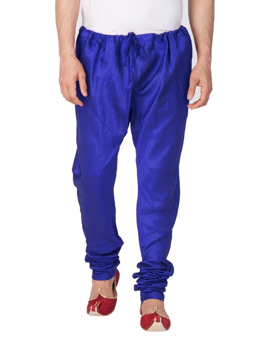 Vastramay Vastramay Men's Blue Cotton Silk Blend Churidar