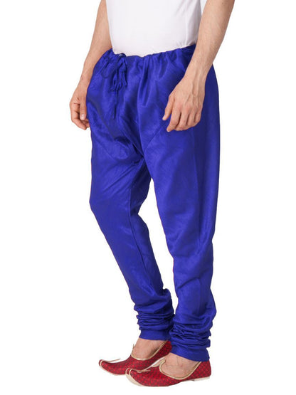 Vastramay Men's Blue Cotton Silk Blend Churidar