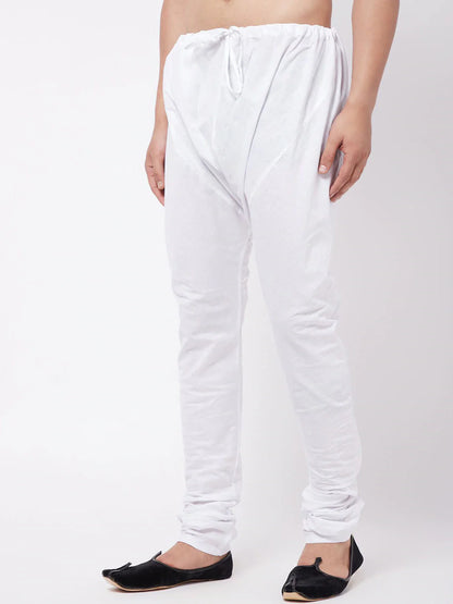 Vastramay Men White Solid Pure Cotton Relaxed-Fit Pyjama