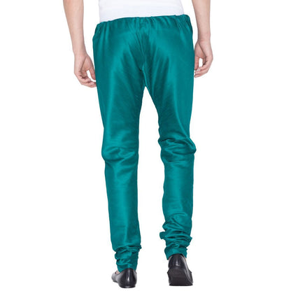 Vastramay Men's Turquoise Cotton Silk Blend Churidar