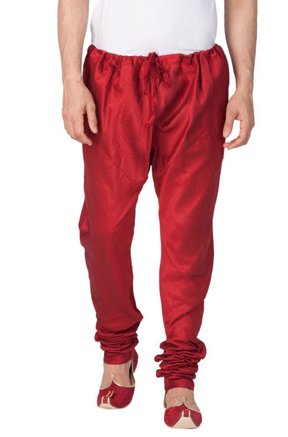 Vastramay Vastramay Men's Maroon Cotton Silk Blend Pyjama