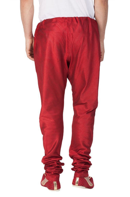 Vastramay Men's Maroon Cotton Silk Blend Pyjama