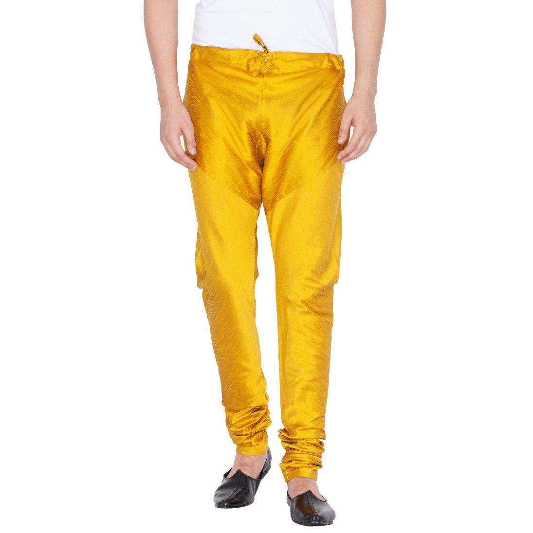 Vastramay Vastramay Men's Yellow Cotton Silk Blend Pyjama