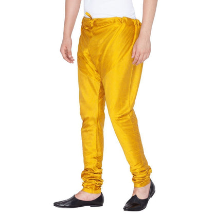 Vastramay Men's Yellow Cotton Silk Blend Pyjama