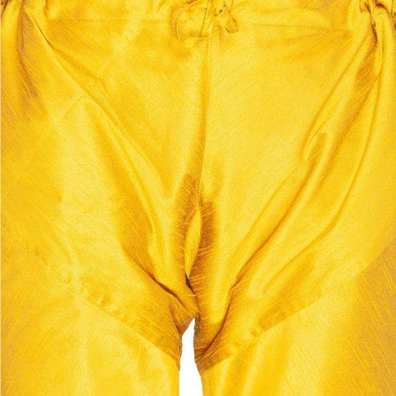 Vastramay Men's Yellow Cotton Silk Blend Pyjama