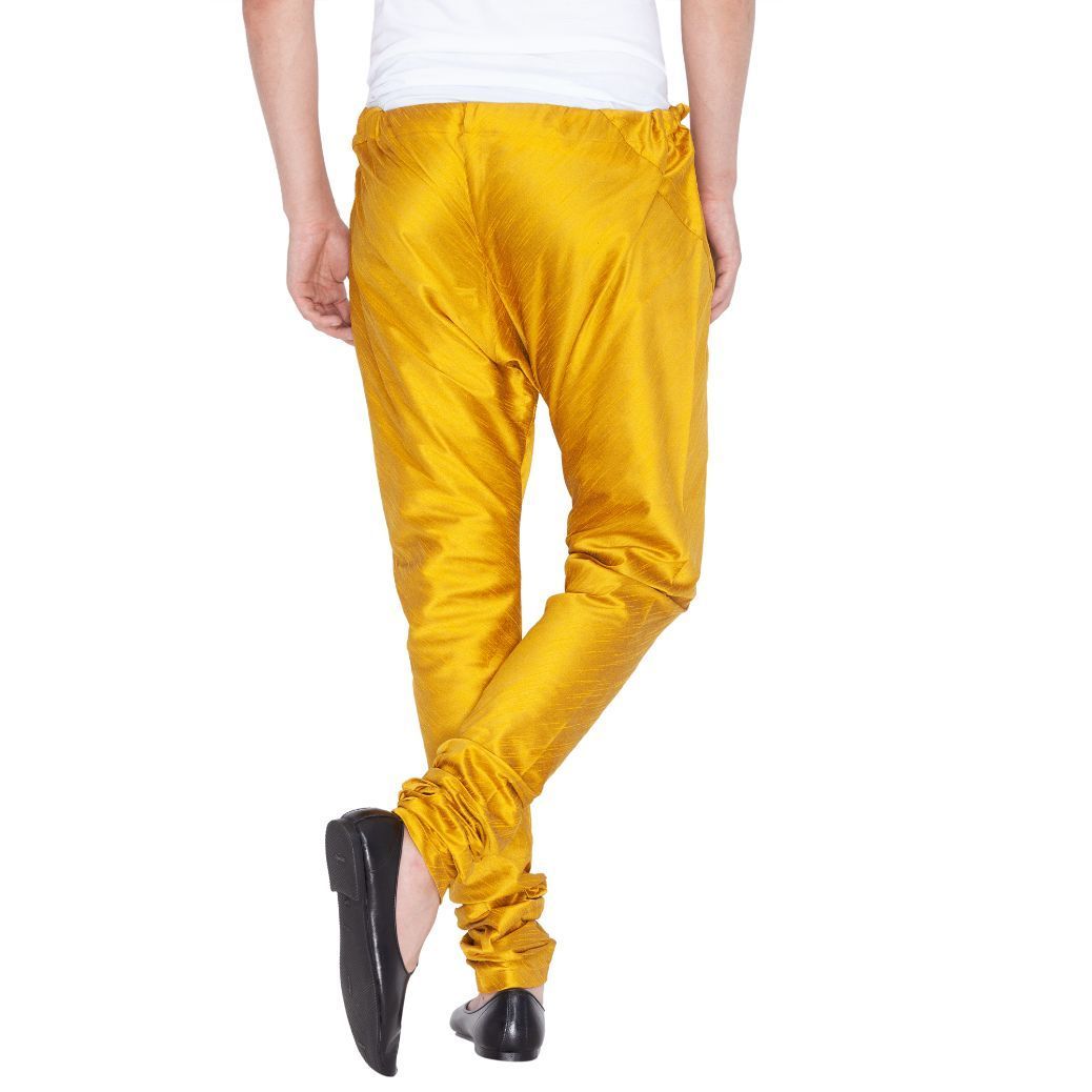 Vastramay Men's Yellow Cotton Silk Blend Pyjama