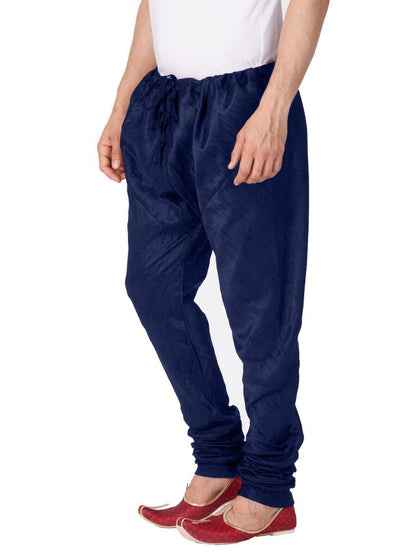 Vastramay Men's Blue Cotton Silk Blend Pyjama