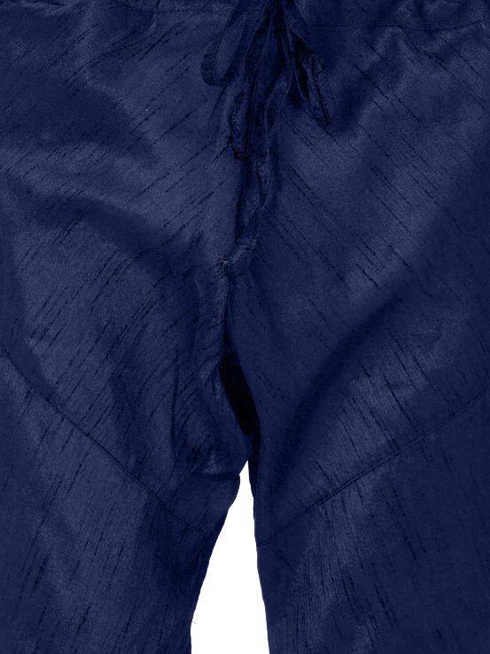 Vastramay Men's Blue Cotton Silk Blend Pyjama