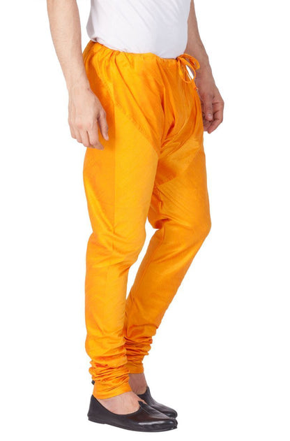 Vastramay Men's Orange Cotton Silk Blend Pyjama