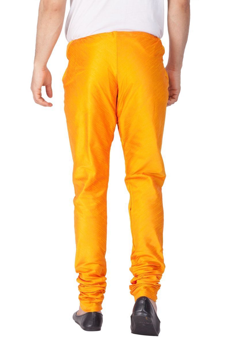 Vastramay Men's Orange Cotton Silk Blend Pyjama