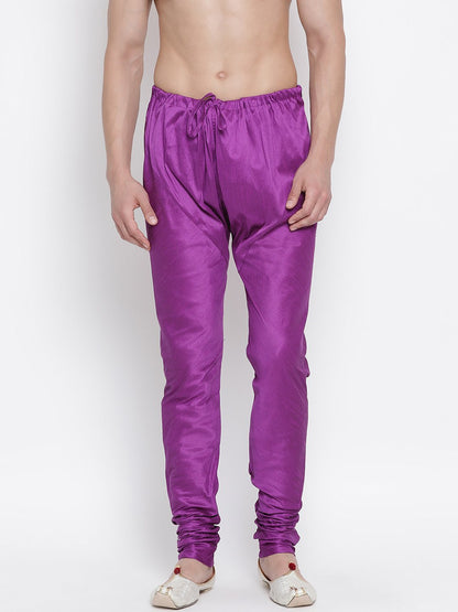 Vastramay Vastramay Men's Purple Cotton Silk Blend Pyjama