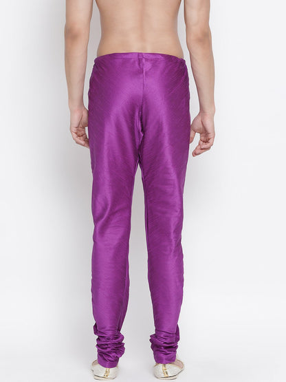 Vastramay Men's Purple Cotton Silk Blend Pyjama