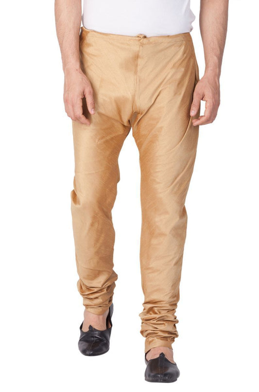 Vastramay Vastramay Men's Gold Cotton Silk Blend Pyjama