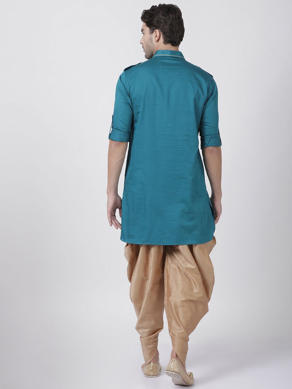 mens dark green cotton blend pathani suit set159