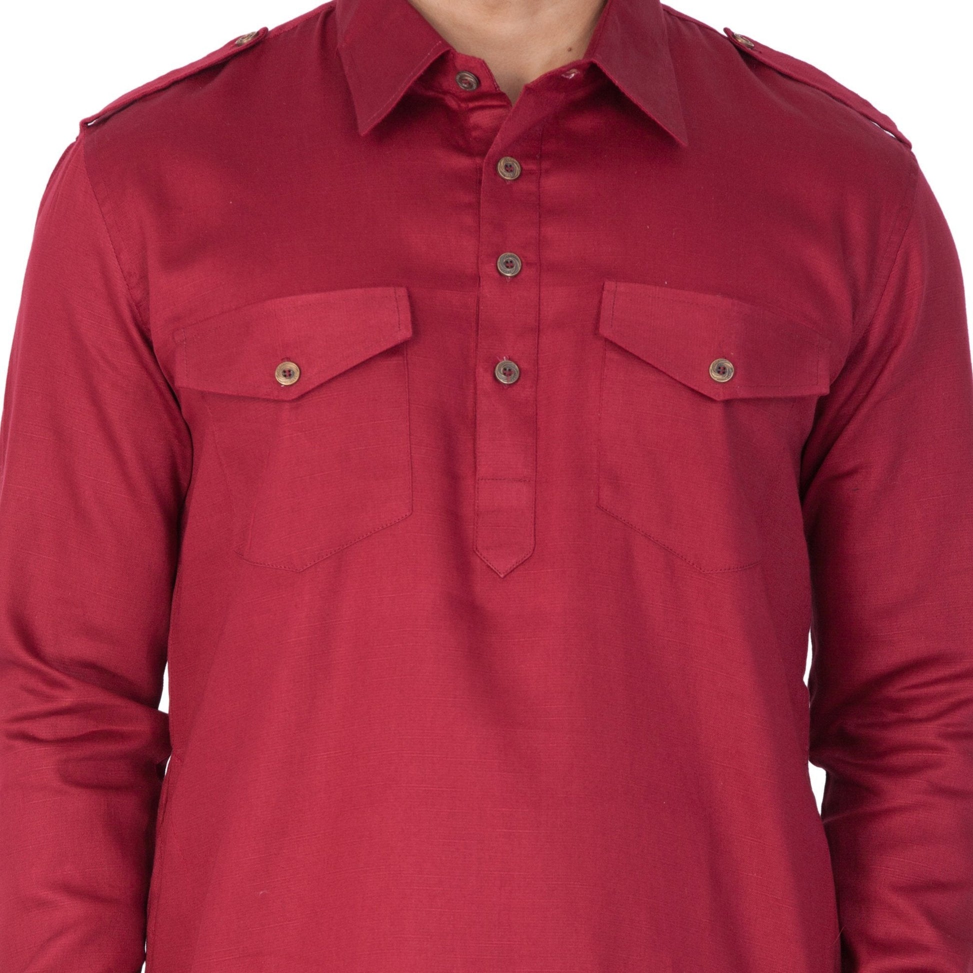 mens maroon cotton pathani suit set1422