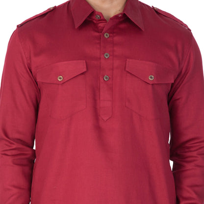 mens maroon cotton pathani suit set1422