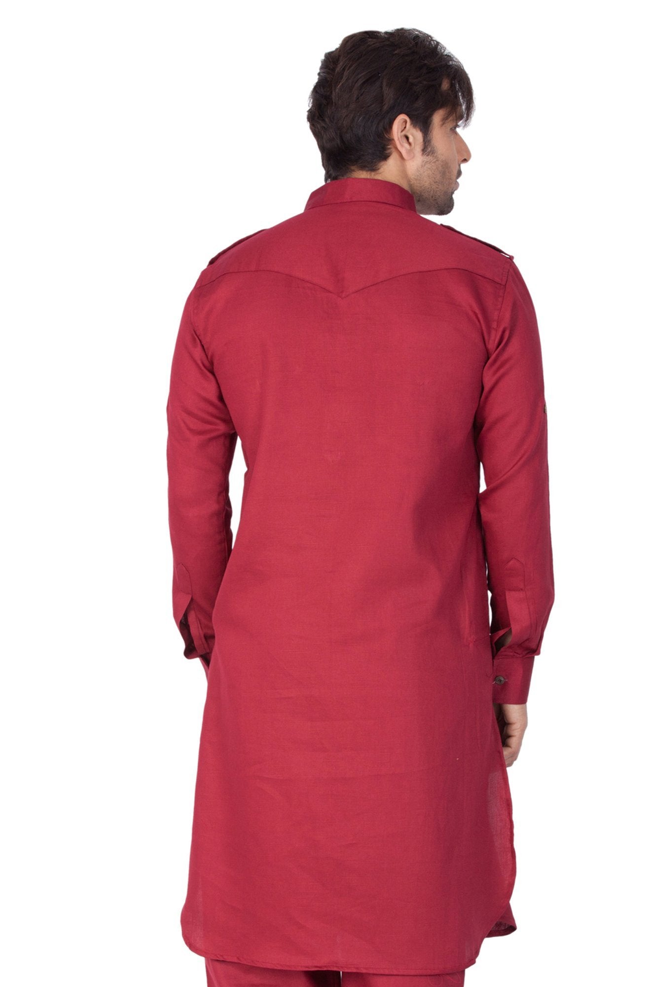 mens maroon cotton pathani suit set1422