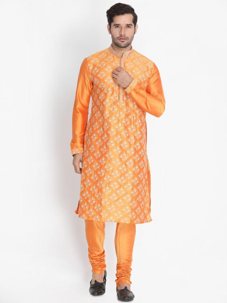 Vastramay Men's Orange Cotton Blend Pyjama