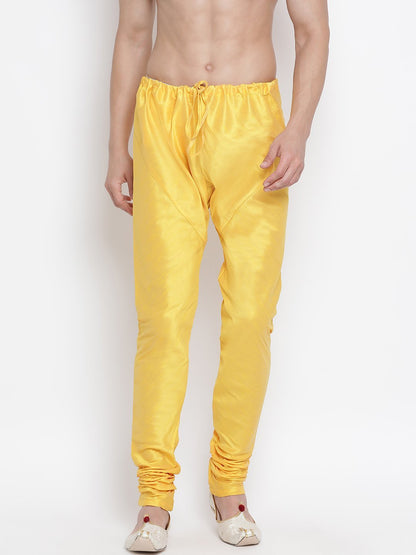 Vastramay Vastramay Men's Yellow Cotton Silk Blend Pyjama