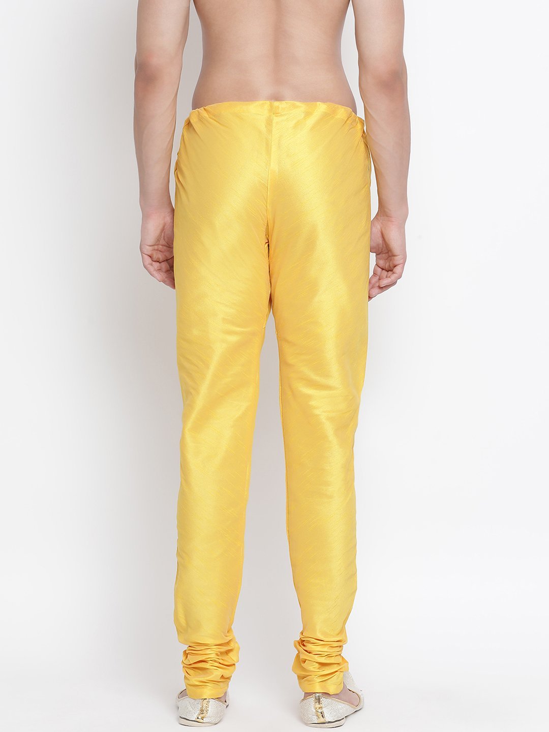 Vastramay Men's Yellow Cotton Silk Blend Pyjama