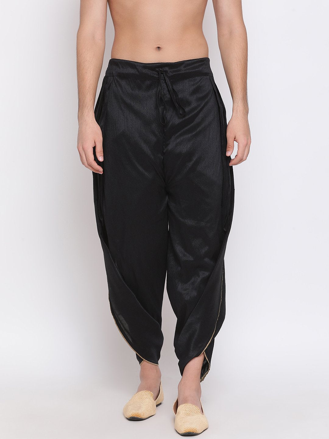 Vastramay  Men's Black Silk Blend Dhoti Pant