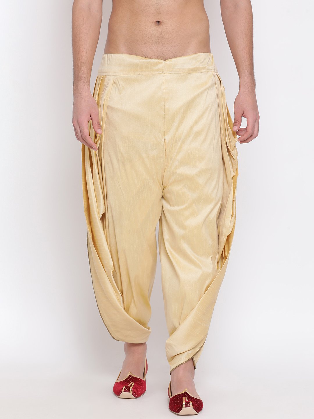 Vastramay  Men's Gold Silk Blend Dhoti Pant