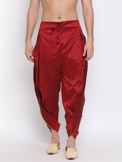 Vastramay  Men's Maroon Silk Blend Dhoti Pant